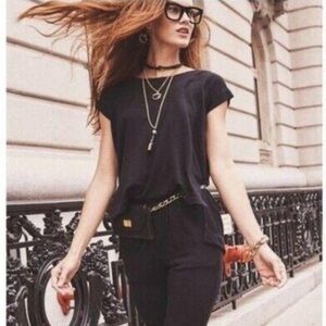 Cabi CAbi Black Soft Jersey Knit Short Sleeve Playsuit Loden Jumpsuit size M